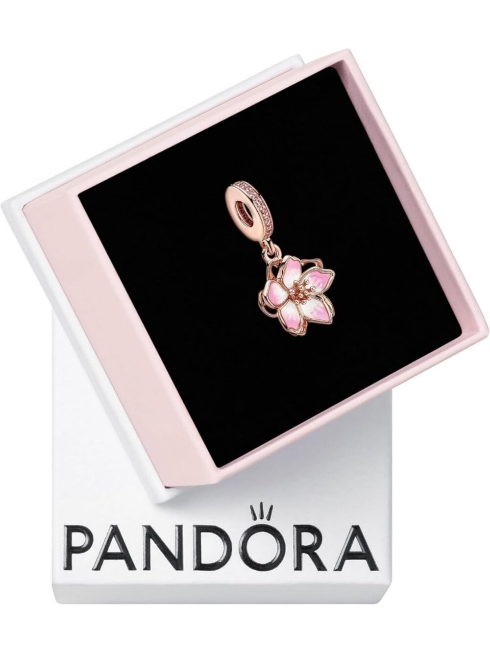 Cherry Blossom Dangle Charm - Elegant Floral Design, Perfect for Bracelets